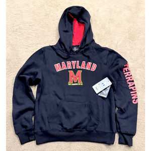 Maryland Terrapins Hoodie Colosseum Sweatshirt Black Red Pockets Small NWT